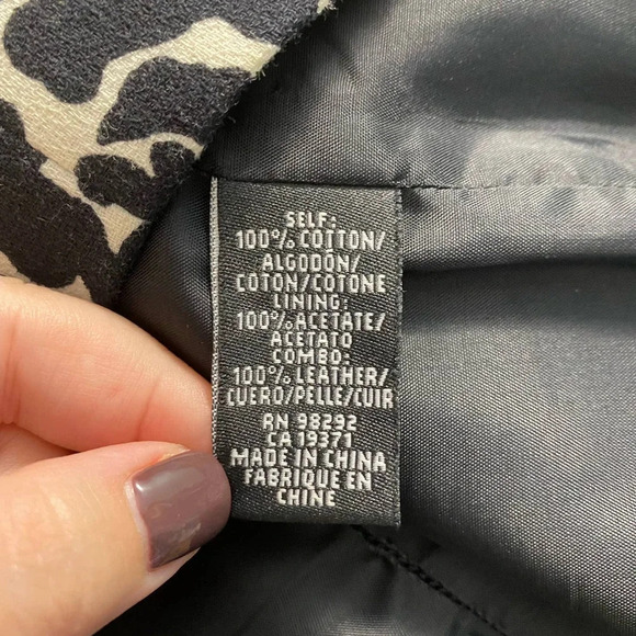 Tibi Animal Print Leather Panel Dress Black Cream Size US 2 - Picture 10 of 12